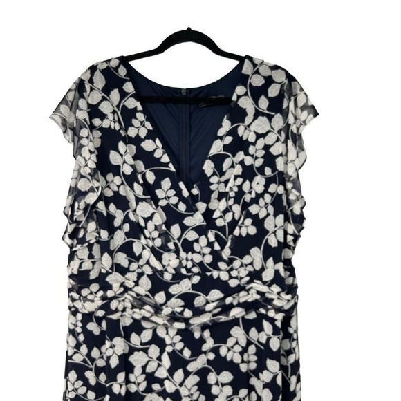 Jessica Howard Blue‎ White Floral Chiffon Knee Length Dress - Picture 3 of 10